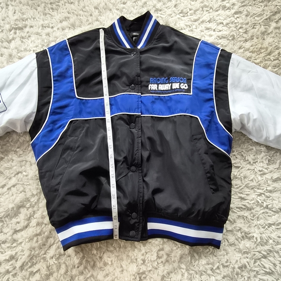 Forever 21 Racing Bomber Jacket XS – Colorblock Moto Style, Worn Once - Picture 7 of 16